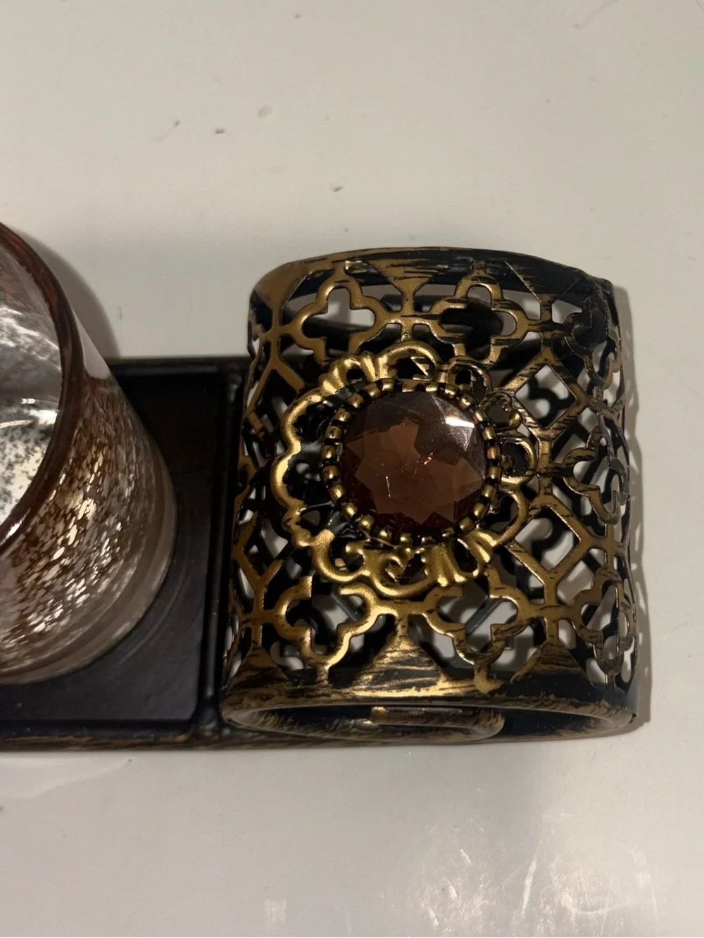 Decorative Metallic Votive Candle Holders - Brown and Champagne Set